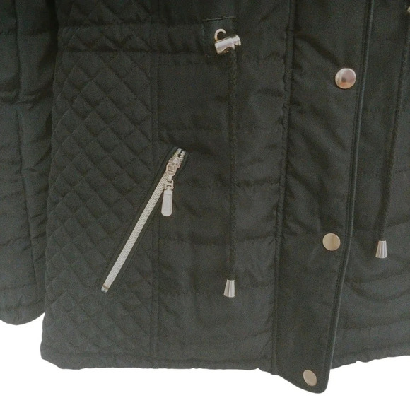 Le Grenier Quilted Hooded Wind/Water Resistant Coat with Gold Metal Accents M - Picture 6 of 10